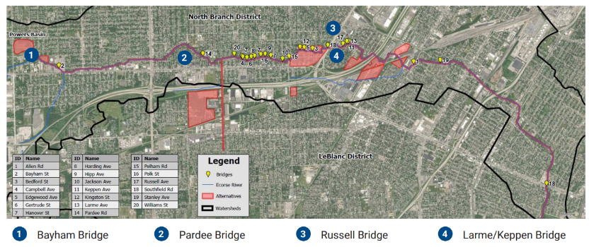 Map of bridge and culvert replacement.