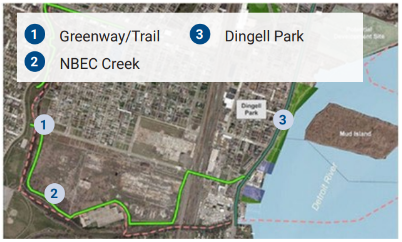 Map of greenway and trail corridor.