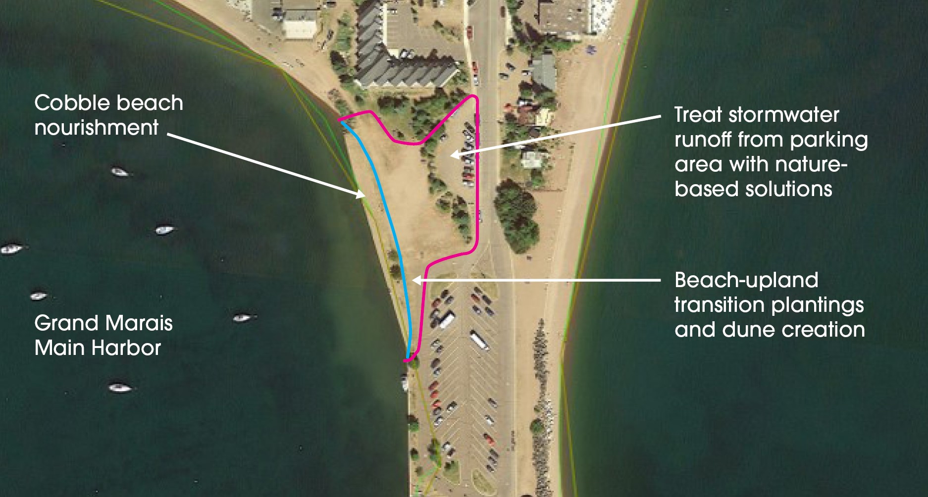 Overhead view of Grand Marais project.